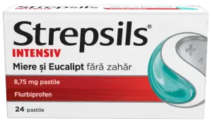 Strepsils Intensiv Miere și Eucalipt fără zahăr 8,75 mg pastile