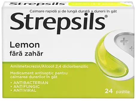 Strepsils Lemon fǎrǎ zahǎr, pastile