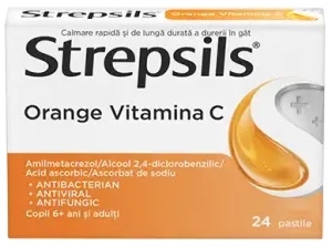 Strepsils Orange Vitamina C, pastile